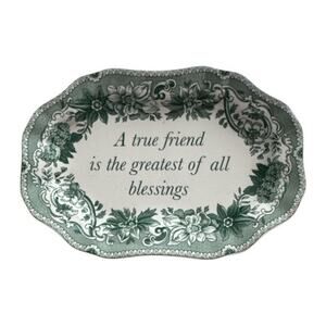 Vintage Spode Green Mementos True Friends Porcelain Trinket Dish
